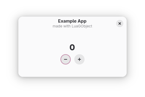 Screenshot of a very simple counter application for GNOME