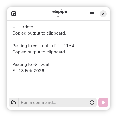 Screenshot of Telepipe showing its clipboard redirection feature