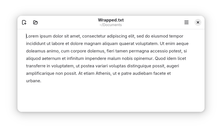 Screenshot of Parchment showing the same hard-wrapped text