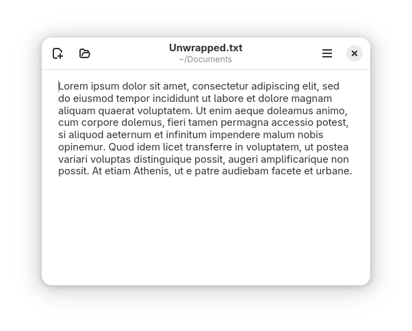Screenshot of Parchment without any hard-wrapping of the source lorem ipsum text