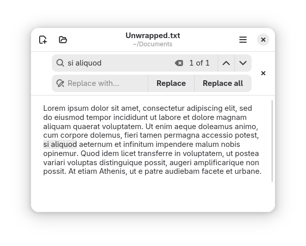 Screenshot of Parchment's find feature having successfully located "si aliquod"
