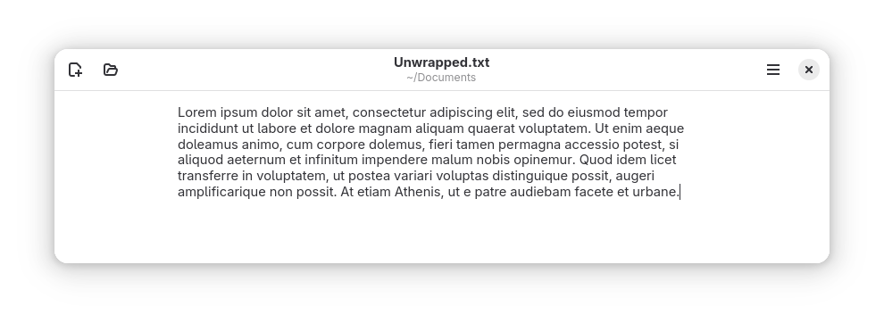 Screenshot of Parchment soft-wrapping lines at a maximum length, even though the window is much larger